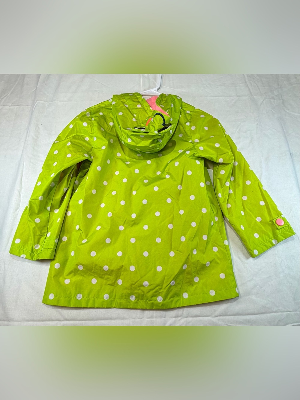 London Fog Lime Green Polka Dot Kids Raincoat with Frog Hood - Picture 2 of 9